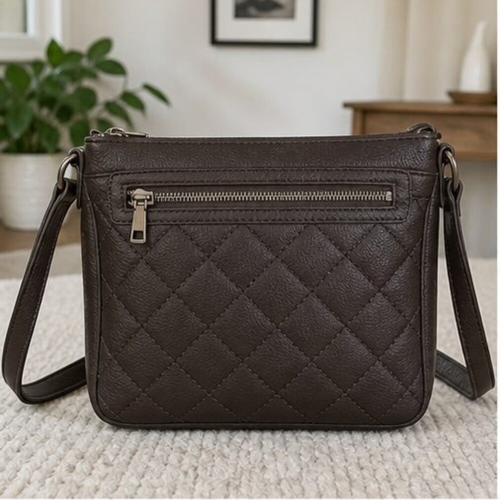 Espresso Quilted Crossbody Bag
